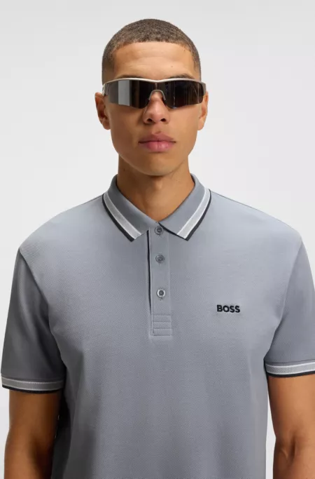 Paddy polo shirt in cotton piqué with logo undercollar