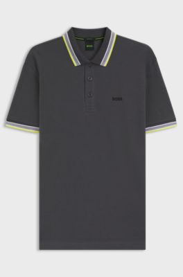 Polo Paddy de piqu&eacute; de algod&oacute;n, Gris oscuro