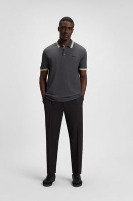 Polo Paddy en piqu&eacute; de coton, Gris sombre
