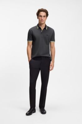 Cotton piqu&eacute; polo shirt with logo details, Dark Grey