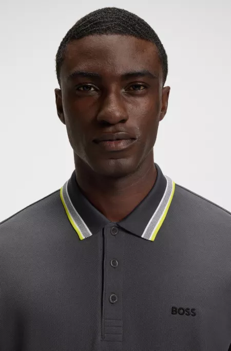 Paddy polo shirt in cotton piqué with logo undercollar