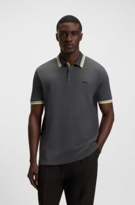 Polo Paddy en piqu&eacute; de coton, Gris sombre