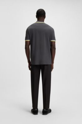 Polo Paddy en piqu&eacute; de coton, Gris sombre