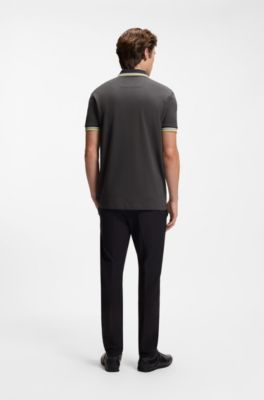 Cotton piqu&eacute; polo shirt with logo details, Dark Grey