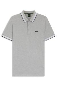 Paddy polo shirt in cotton piqué with logo undercollar, Grey