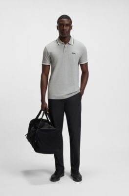 Paddy polo shirt in cotton piqu&eacute;, Grey