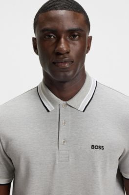 Paddy polo shirt in cotton piqu&eacute;, Grey