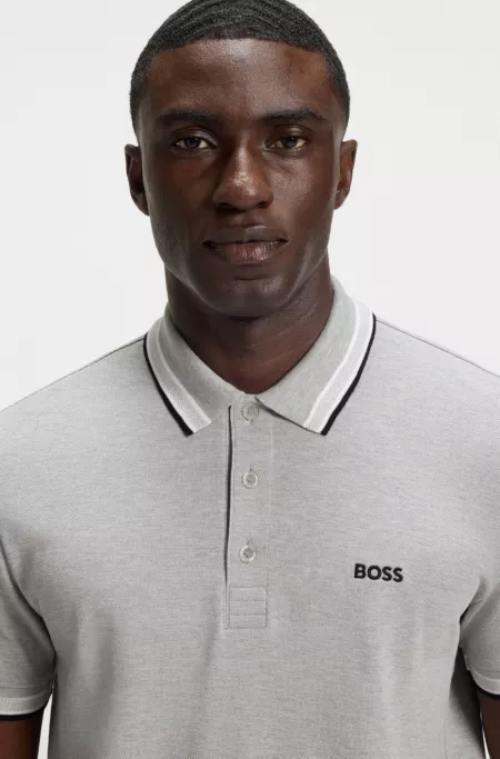 Paddy polo shirt in cotton piqué with logo undercollar