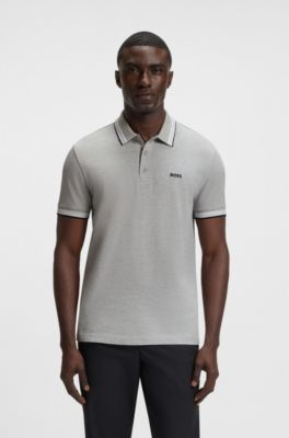 Paddy polo shirt in cotton piqu&eacute;, Grey