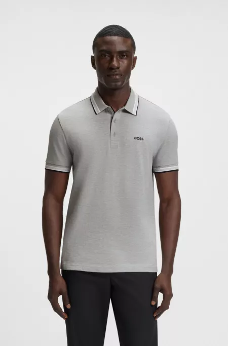 Paddy polo shirt in cotton piqué with logo undercollar