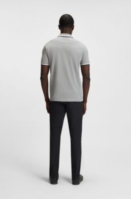 Polo Paddy em piqu&eacute; de algod&atilde;o, Grey