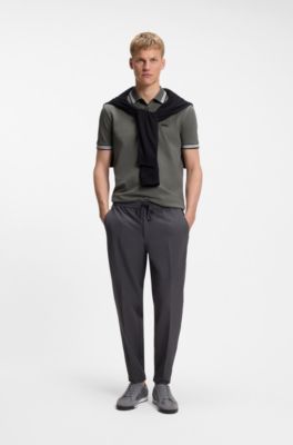 Polo in piqu&eacute; di cotone con dettagli logo, Grigio
