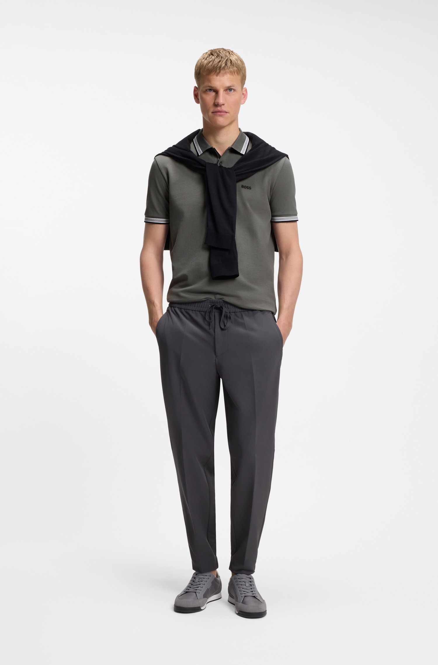 Boss Cotton piqué polo shirt with logo details pikéer herr – bild 2