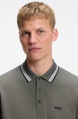 Polo in piqu&eacute; di cotone con dettagli logo, Grigio