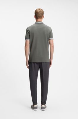 Polo in piqu&eacute; di cotone con dettagli logo, Grigio