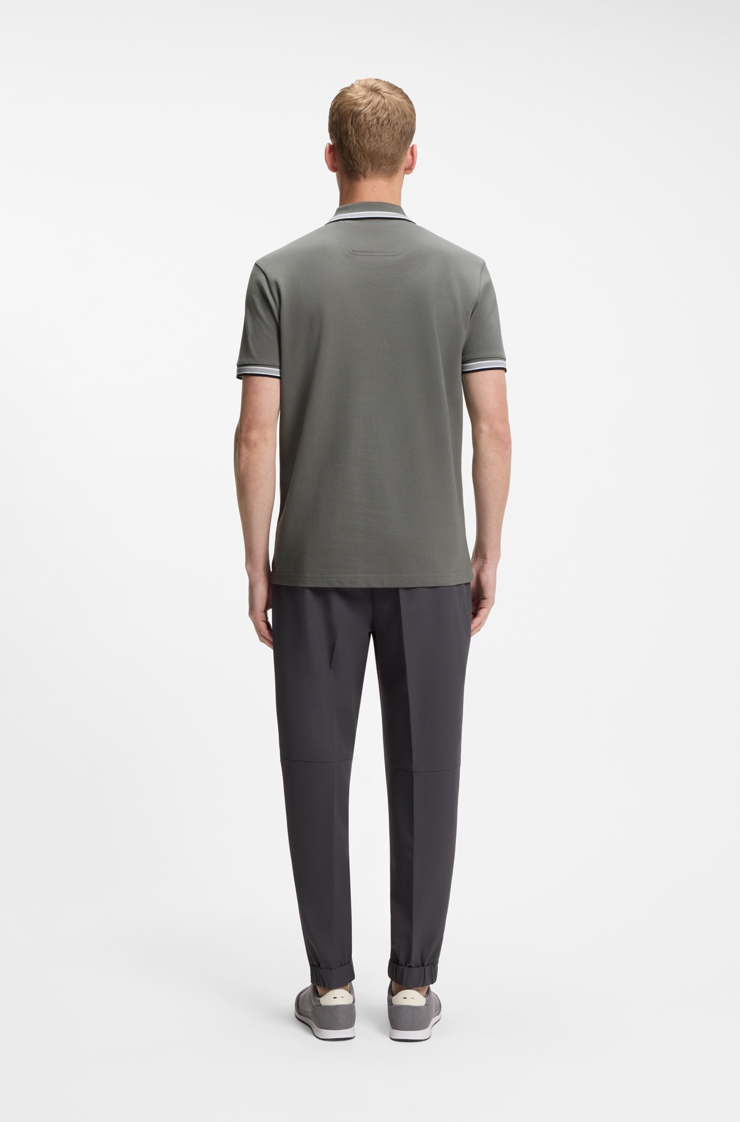 Boss Cotton piqué polo shirt with logo details pikéer herr – bild 3