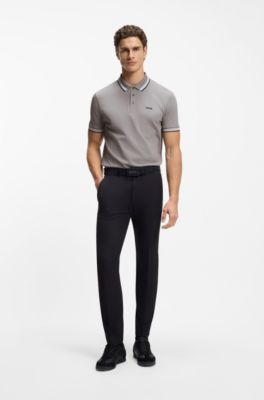 Cotton piqu&eacute; polo shirt with logo details, Light Grey