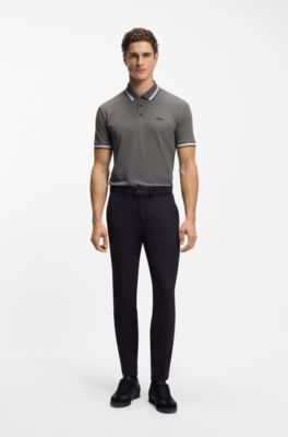 Cotton piqu&eacute; polo shirt with logo details, Dark Grey