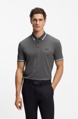 Cotton piqu&eacute; polo shirt with logo details, Dark Grey