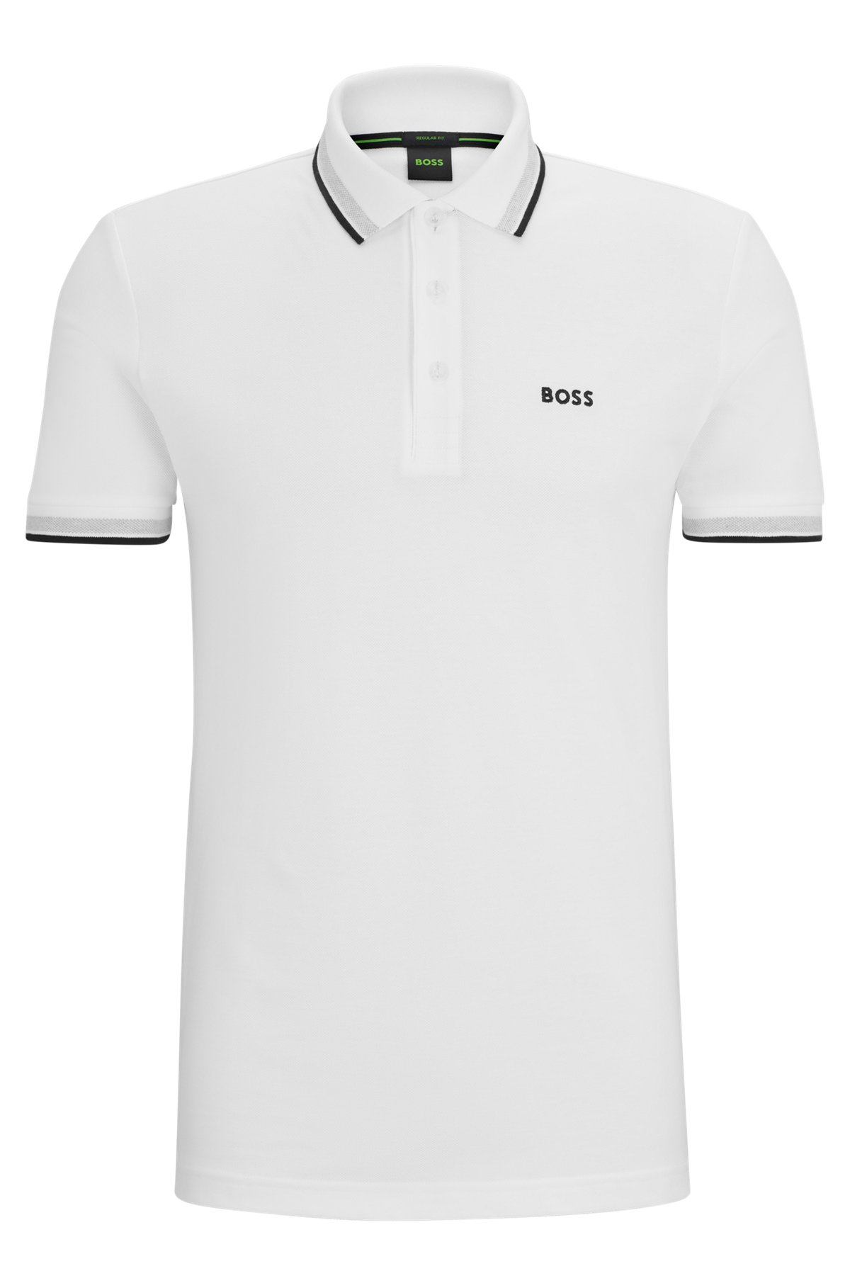 Polo en coton biologique avec logos contrastants, Blanc