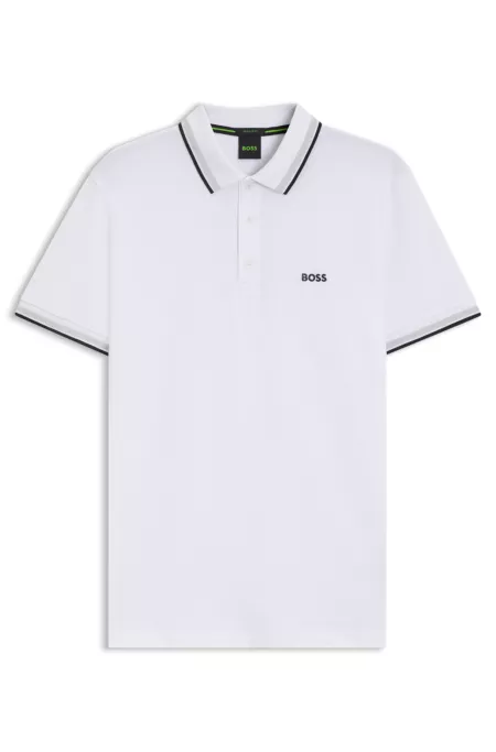 Paddy polo shirt in cotton piqué with logo undercollar