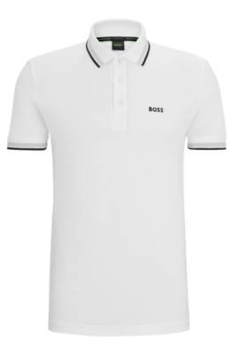 Hugo Boss Organic-cotton Polo Shirt With Contrast Logo Details