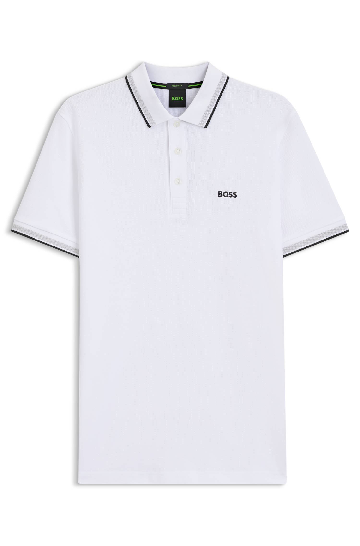 Boss Cotton piqué polo shirt with logo details pikéer herr – bild 4