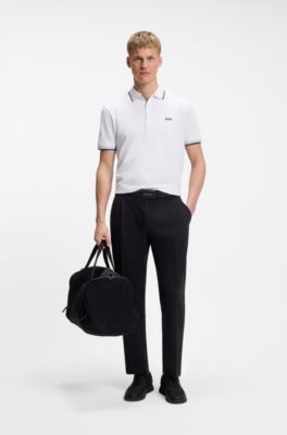 Cotton piqu&eacute; polo shirt with logo details, White
