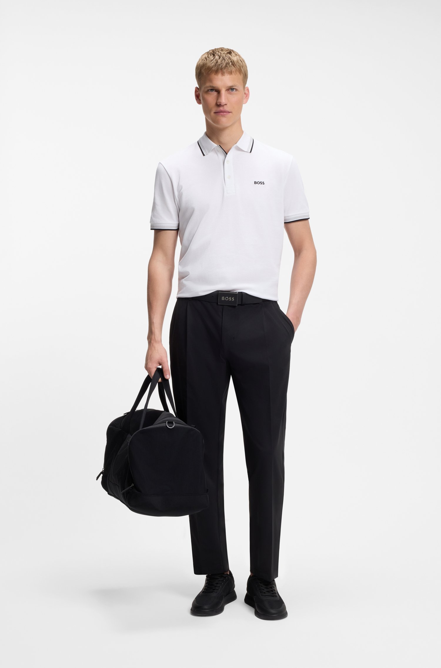 Boss Cotton piqué polo shirt with logo details pikéer herr – bild 2
