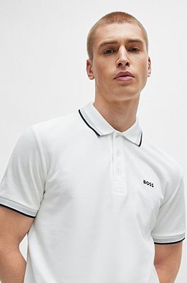 BOSS - Cotton-piqué polo shirt with contrast logo