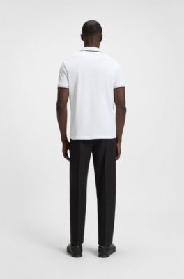 Paddy polo shirt in cotton piqu&eacute;, White