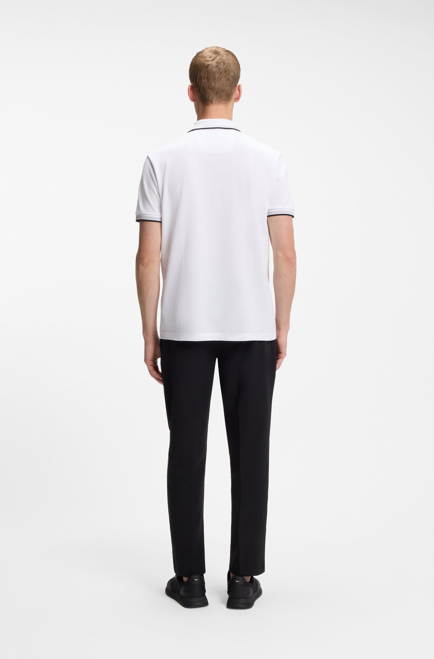 Boss Cotton piqué polo shirt with logo details pikéer herr – bild 3