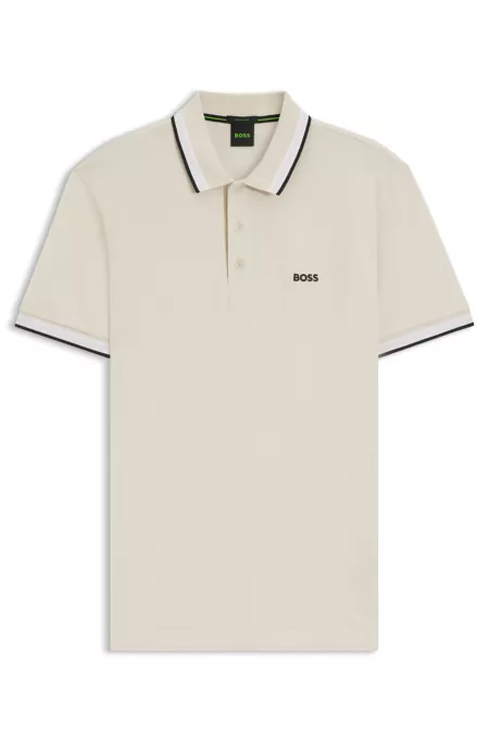 Polo en piqué de coton avec détails de logo