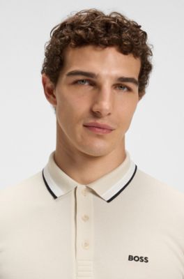 Paddy polo shirt in cotton piqu&eacute;, Natural