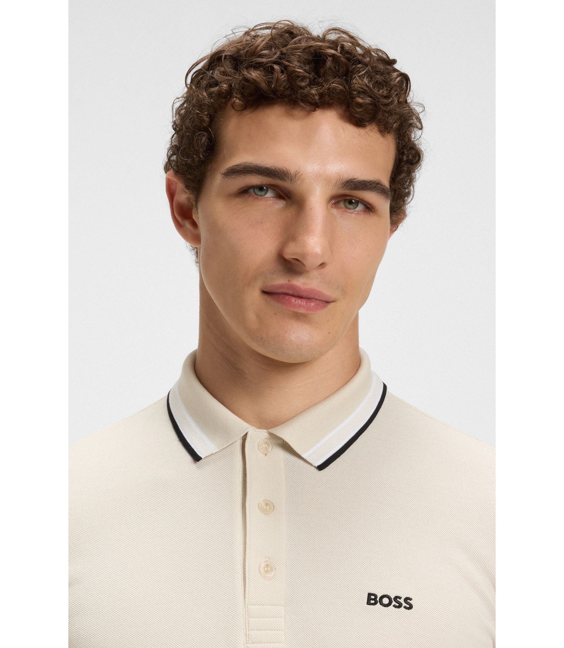 BOSS - Paddy polo shirt in cotton piqué - Natural