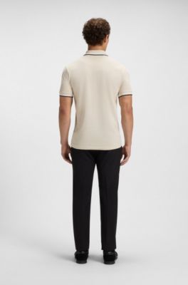 Paddy polo shirt in cotton piqu&eacute;, Natural