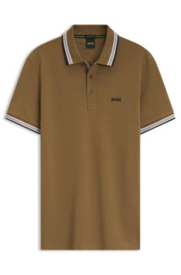 Boss Cotton piqué polo shirt with logo details pikéer herr – bild 4