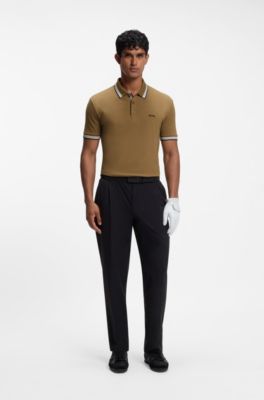 Cotton piqu&eacute; polo shirt with logo details, Brown