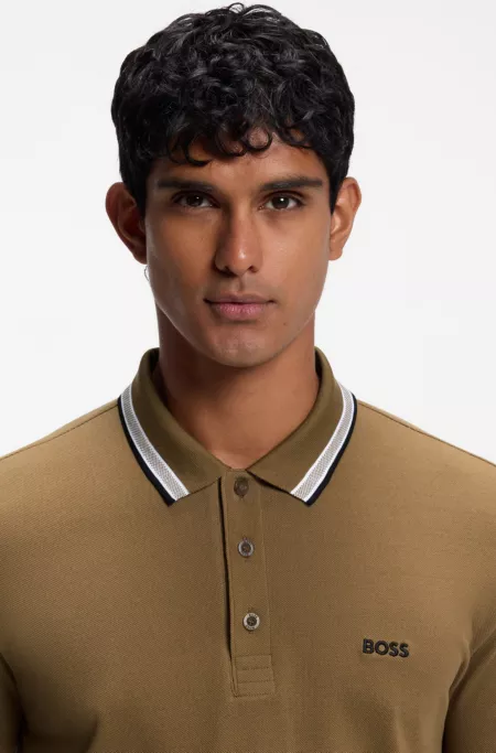 Polo en piqué de coton avec détails de logo