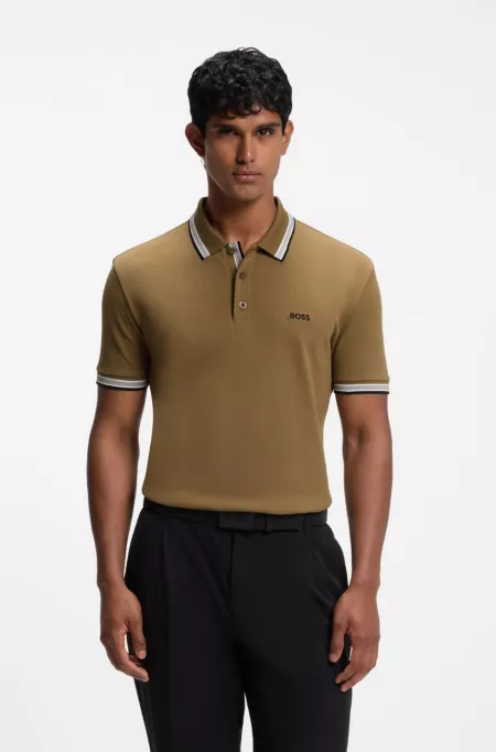 Polo en piqué de coton avec détails de logo