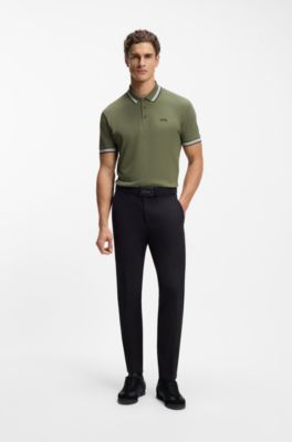 Cotton piqu&eacute; polo shirt with logo details, Olive