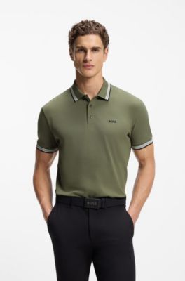 Cotton piqu&eacute; polo shirt with logo details, Olive
