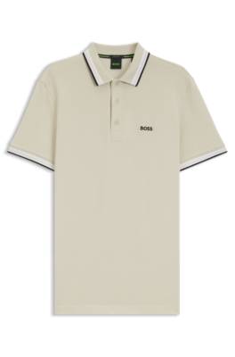 Boss Cotton piqué polo shirt with logo details pikéer herr – bild 4