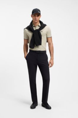 Cotton piqu&eacute; polo shirt with logo details, Light Beige