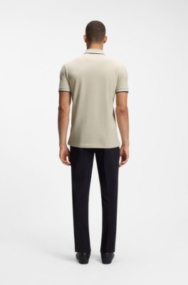 Boss Cotton piqué polo shirt with logo details pikéer herr – bild 3