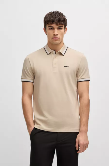 Paddy polo shirt in cotton piqué with logo undercollar