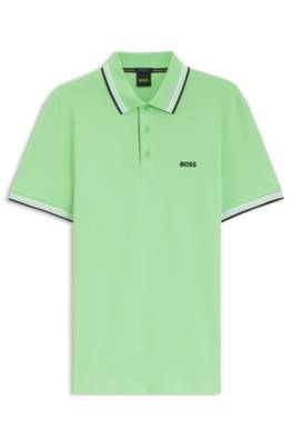 Boss Cotton piqué polo shirt with logo details pikéer herr – bild 4
