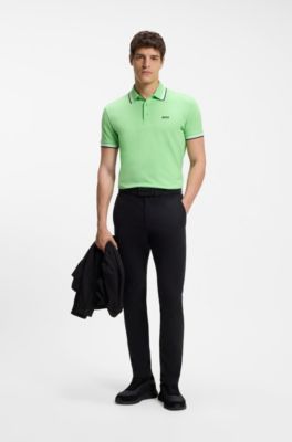 Polo in piqu&eacute; di cotone con dettagli logo, Verde