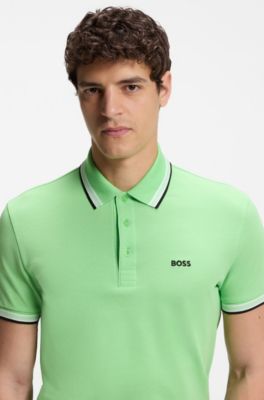 Polo in piqu&eacute; di cotone con dettagli logo, Verde