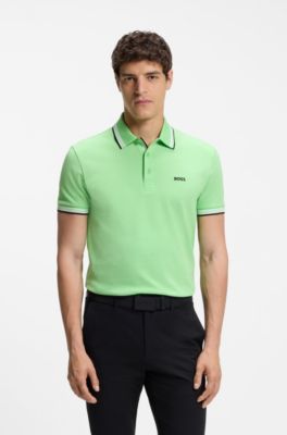 Polo in piqu&eacute; di cotone con dettagli logo, Verde